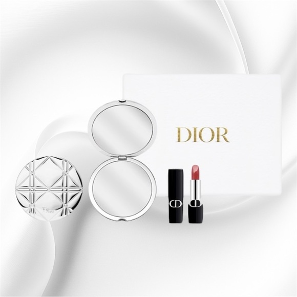 Dior Beauty Makeup Pocket Silver Mirror and 720 Icone Satin Lipstick Gift Set - Picture 1 of 8
